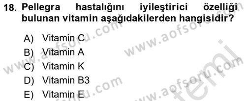 Temel Veteriner Biyokimya Dersi 2022 - 2023 Yılı Yaz Okulu Sınavı 18. Soru