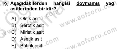 Temel Veteriner Biyokimya Dersi 2022 - 2023 Yılı Yaz Okulu Sınavı 19. Soru