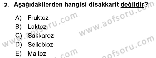 Temel Veteriner Biyokimya Dersi 2022 - 2023 Yılı Yaz Okulu Sınavı 2. Soru