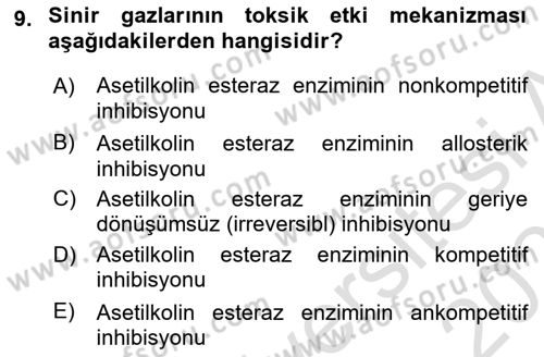 Temel Veteriner Biyokimya Dersi 2022 - 2023 Yılı Yaz Okulu Sınavı 9. Soru