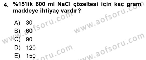 Temel Veteriner Biyokimya Dersi 2023 - 2024 Yılı (Vize) Ara Sınav Soruları 4. Soru