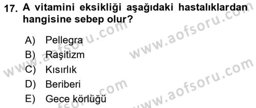 Temel Veteriner Biyokimya Dersi 2023 - 2024 Yılı (Final) Dönem Sonu Sınav Soruları 17. Soru