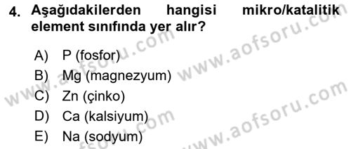 Temel Veteriner Biyokimya Dersi 2023 - 2024 Yılı (Final) Dönem Sonu Sınav Soruları 4. Soru