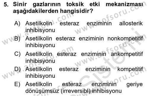 Temel Veteriner Biyokimya Dersi 2023 - 2024 Yılı (Final) Dönem Sonu Sınav Soruları 5. Soru