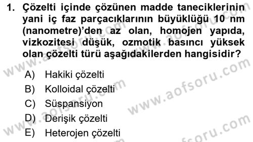 Temel Veteriner Biyokimya Dersi 2023 - 2024 Yılı Yaz Okulu Sınav Soruları 1. Soru