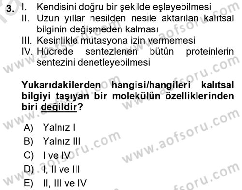Temel Veteriner Biyokimya Dersi 2023 - 2024 Yılı Yaz Okulu Sınav Soruları 3. Soru