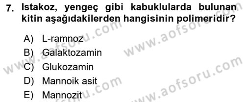Temel Veteriner Biyokimya Dersi 2023 - 2024 Yılı Yaz Okulu Sınav Soruları 7. Soru