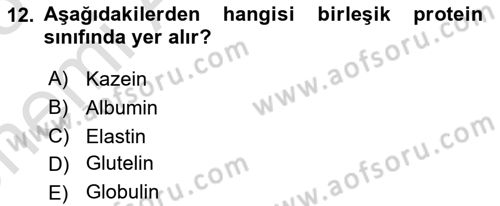 Temel Veteriner Biyokimya Dersi 2024 - 2025 Yılı (Vize) Ara Sınav Soruları 12. Soru
