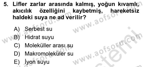 Temel Veteriner Biyokimya Dersi 2024 - 2025 Yılı (Vize) Ara Sınav Soruları 5. Soru