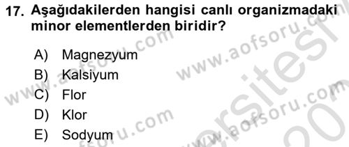 Temel Veteriner Biyokimya Dersi 2024 - 2025 Yılı (Final) Dönem Sonu Sınav Soruları 17. Soru