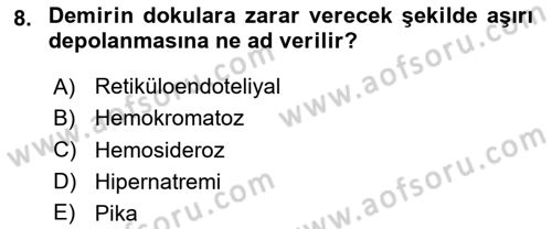 Temel Veteriner Biyokimya Dersi 2024 - 2025 Yılı (Final) Dönem Sonu Sınav Soruları 8. Soru