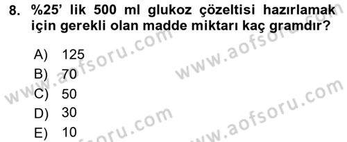 Temel Veteriner Biyokimya Dersi 2024 - 2025 Yılı Yaz Okulu Sınav Soruları 8. Soru