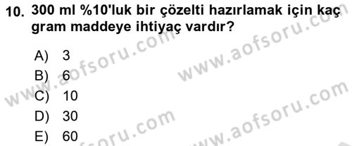 Temel Veteriner Biyokimya Dersi 2025 - 2026 Yılı (Vize) Ara Sınav Soruları 10. Soru