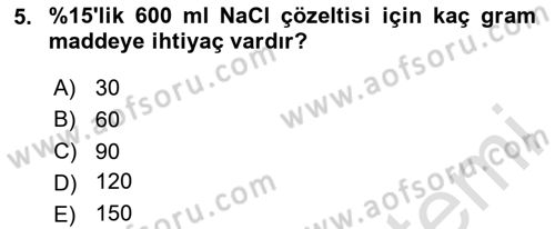 Temel Veteriner Biyokimya Dersi 2025 - 2026 Yılı (Final) Dönem Sonu Sınav Soruları 5. Soru