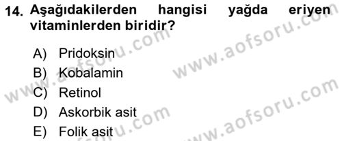 Temel Veteriner Biyokimya Dersi 2025 - 2026 Yılı Yaz Okulu Sınav Soruları 14. Soru