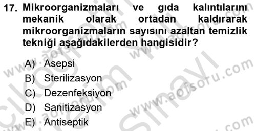 Genel Mikrobiyoloji Dersi 2024 - 2025 Yılı (Vize) Ara Sınav Soruları 17. Soru