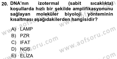 Genel Mikrobiyoloji Dersi 2024 - 2025 Yılı (Final) Dönem Sonu Sınav Soruları 20. Soru