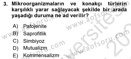 Genel Mikrobiyoloji Dersi 2024 - 2025 Yılı (Final) Dönem Sonu Sınav Soruları 3. Soru
