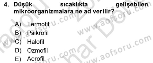 Genel Mikrobiyoloji Dersi 2024 - 2025 Yılı (Final) Dönem Sonu Sınav Soruları 4. Soru