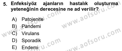 Genel Mikrobiyoloji Dersi 2024 - 2025 Yılı (Final) Dönem Sonu Sınav Soruları 5. Soru