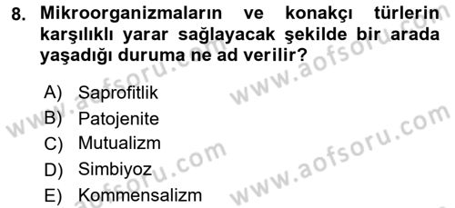 Genel Mikrobiyoloji Dersi 2024 - 2025 Yılı Yaz Okulu Sınav Soruları 8. Soru