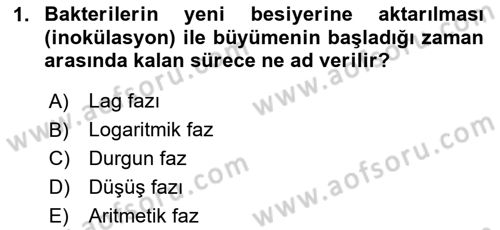 Genel Mikrobiyoloji Dersi 2025 - 2026 Yılı (Vize) Ara Sınav Soruları 1. Soru