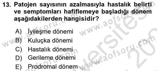 Genel Mikrobiyoloji Dersi 2025 - 2026 Yılı (Vize) Ara Sınav Soruları 13. Soru