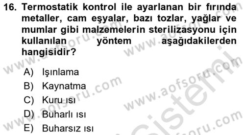 Genel Mikrobiyoloji Dersi 2025 - 2026 Yılı (Vize) Ara Sınav Soruları 16. Soru