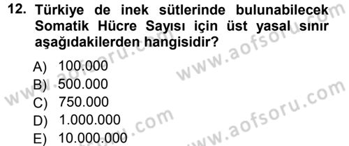 Temel Sürü Sağlığı Yönetimi Dersi Ara Sınavı Deneme Sınav Soruları 12. Soru