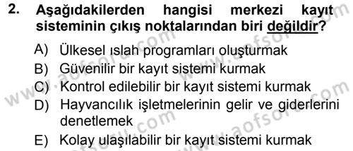 Temel Sürü Sağlığı Yönetimi Dersi 2012 - 2013 Yılı (Vize) Ara Sınav Soruları 2. Soru