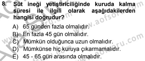 Temel Sürü Sağlığı Yönetimi Dersi 2012 - 2013 Yılı (Vize) Ara Sınav Soruları 8. Soru
