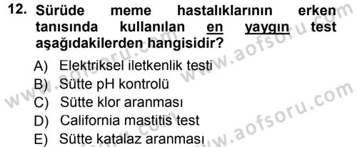 Temel Sürü Sağlığı Yönetimi Dersi 2012 - 2013 Yılı (Final) Dönem Sonu Sınav Soruları 12. Soru