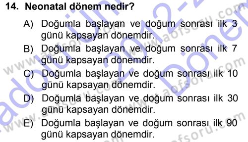 Temel Sürü Sağlığı Yönetimi Dersi 2012 - 2013 Yılı (Final) Dönem Sonu Sınav Soruları 14. Soru