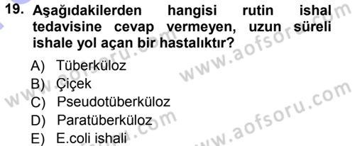 Temel Sürü Sağlığı Yönetimi Dersi 2012 - 2013 Yılı (Final) Dönem Sonu Sınav Soruları 19. Soru