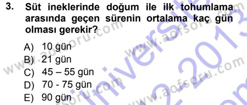 Temel Sürü Sağlığı Yönetimi Dersi 2012 - 2013 Yılı (Final) Dönem Sonu Sınav Soruları 3. Soru