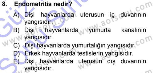 Temel Sürü Sağlığı Yönetimi Dersi 2012 - 2013 Yılı (Final) Dönem Sonu Sınav Soruları 8. Soru