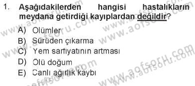 Temel Sürü Sağlığı Yönetimi Dersi 2012 - 2013 Yılı Tek Ders Sınav Soruları 1. Soru