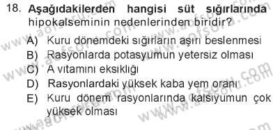 Temel Sürü Sağlığı Yönetimi Dersi 2012 - 2013 Yılı Tek Ders Sınav Soruları 18. Soru