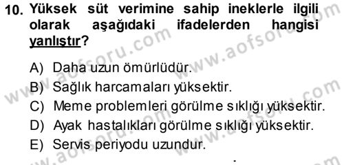 Temel Sürü Sağlığı Yönetimi Dersi Ara Sınavı Deneme Sınav Soruları 10. Soru
