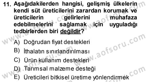 Temel Sürü Sağlığı Yönetimi Dersi Ara Sınavı Deneme Sınav Soruları 11. Soru