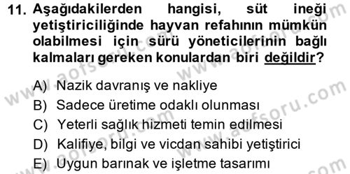 Temel Sürü Sağlığı Yönetimi Dersi 2014 - 2015 Yılı (Vize) Ara Sınav Soruları 11. Soru