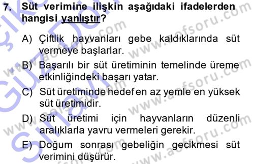 Temel Sürü Sağlığı Yönetimi Dersi 2014 - 2015 Yılı (Vize) Ara Sınav Soruları 7. Soru
