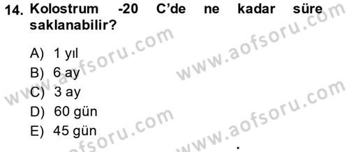 Temel Sürü Sağlığı Yönetimi Dersi 2014 - 2015 Yılı (Final) Dönem Sonu Sınav Soruları 14. Soru
