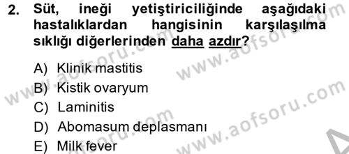 Temel Sürü Sağlığı Yönetimi Dersi 2014 - 2015 Yılı (Final) Dönem Sonu Sınav Soruları 2. Soru