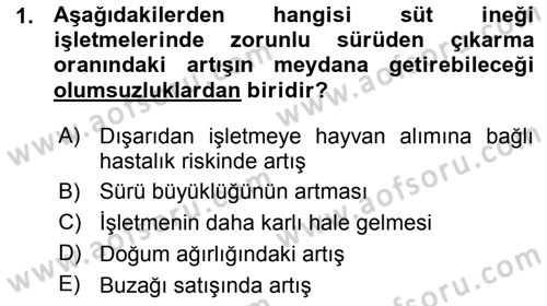 Temel Sürü Sağlığı Yönetimi Dersi 2015 - 2016 Yılı (Vize) Ara Sınav Soruları 1. Soru