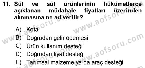 Temel Sürü Sağlığı Yönetimi Dersi 2015 - 2016 Yılı (Vize) Ara Sınav Soruları 11. Soru
