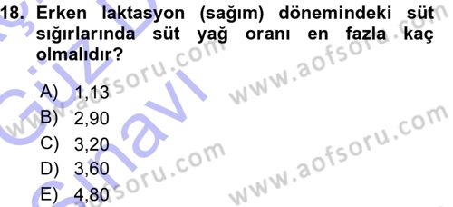 Temel Sürü Sağlığı Yönetimi Dersi 2015 - 2016 Yılı (Vize) Ara Sınavı 18. Soru