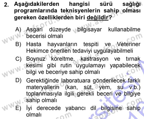 Temel Sürü Sağlığı Yönetimi Dersi 2015 - 2016 Yılı (Vize) Ara Sınav Soruları 2. Soru