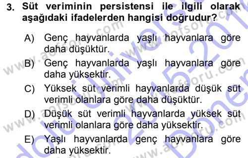 Temel Sürü Sağlığı Yönetimi Dersi 2015 - 2016 Yılı (Final) Dönem Sonu Sınav Soruları 3. Soru