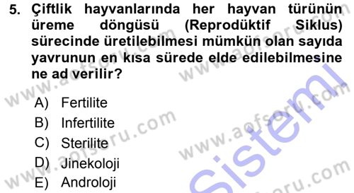 Temel Sürü Sağlığı Yönetimi Dersi 2015 - 2016 Yılı (Final) Dönem Sonu Sınav Soruları 5. Soru